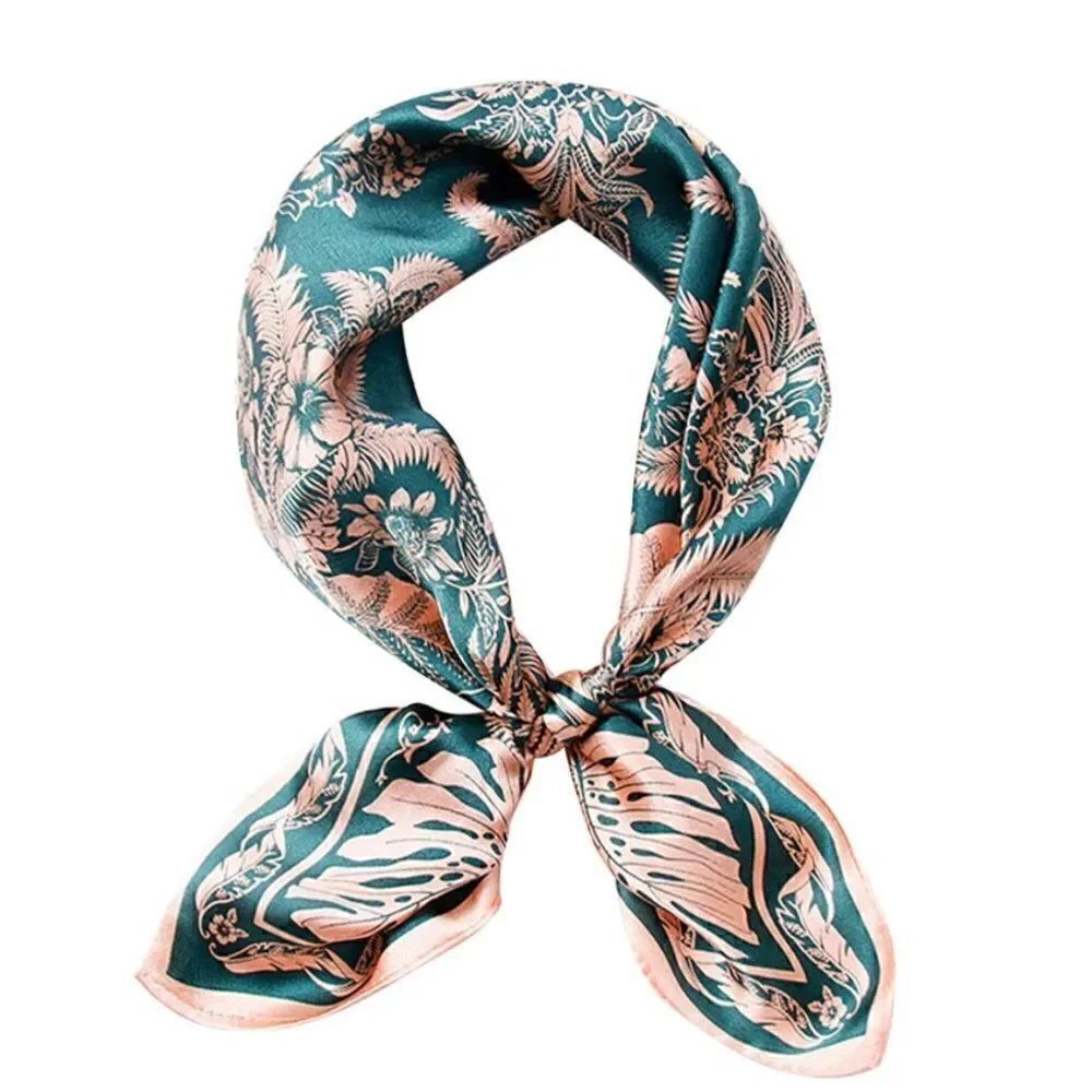 Coral Floral Mulberry Silk Neck Scarf